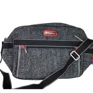 Vintage American Flyer Black & White Tweed Tote Travel Bag